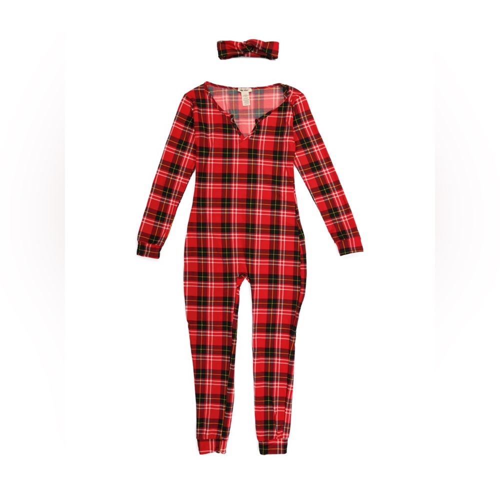 SHO SHO Plaid bodysuit with headband